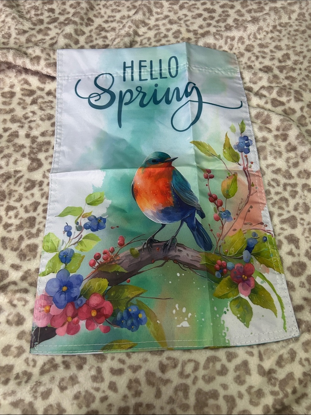 Hello Spring Decorative Bird Garden Flag - Multicolor